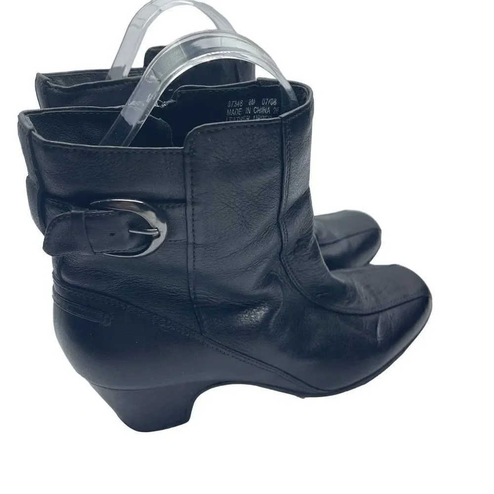 Clarks Artisan Women's Mid Calf Boots Shoes Heeled Leather Black Size 8